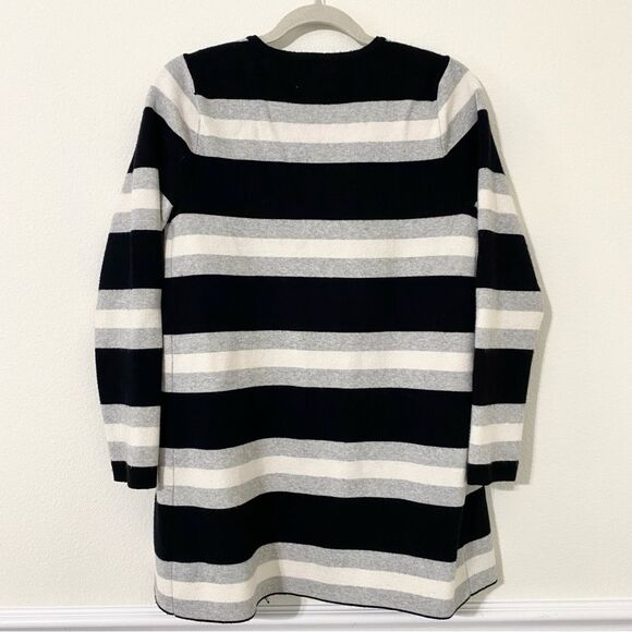 ELLE Striped Oversized Cardigan Sweater Black Gray White Size Small - Picture 6 of 8